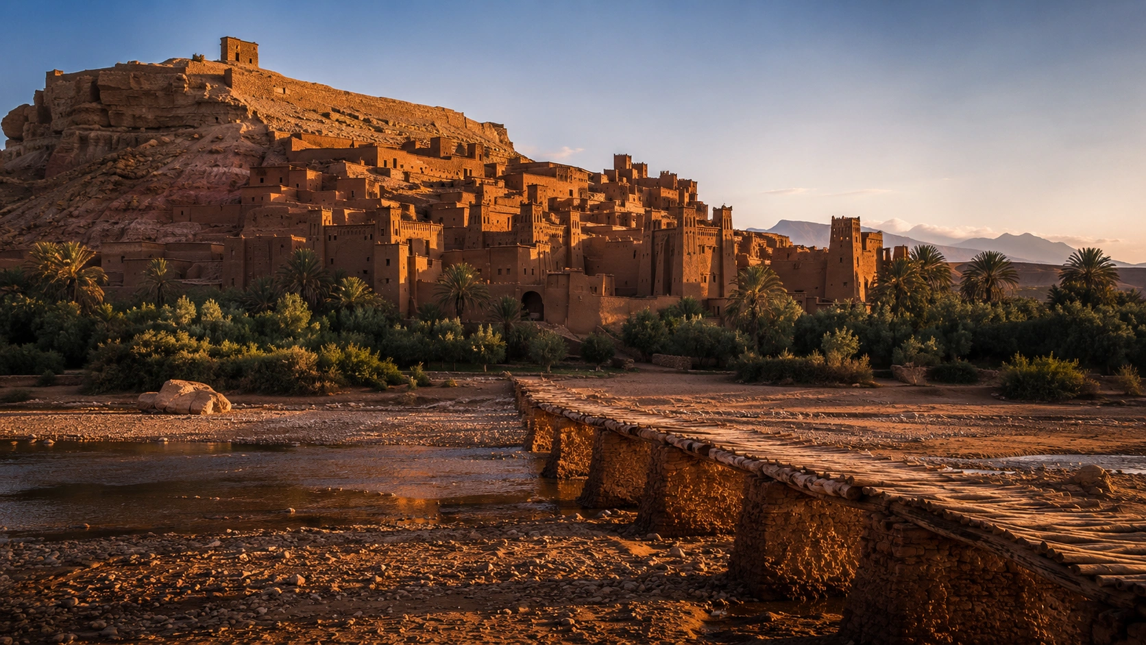 Ait Ben Haddou fortified kasbah above the Ounila River Morocco