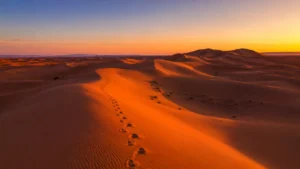 Erg Chebbi dunes at sunset near Merzouga Morocco