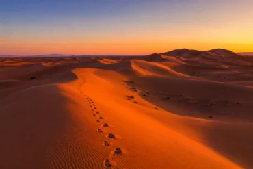 Erg Chebbi dunes at sunset near Merzouga Morocco